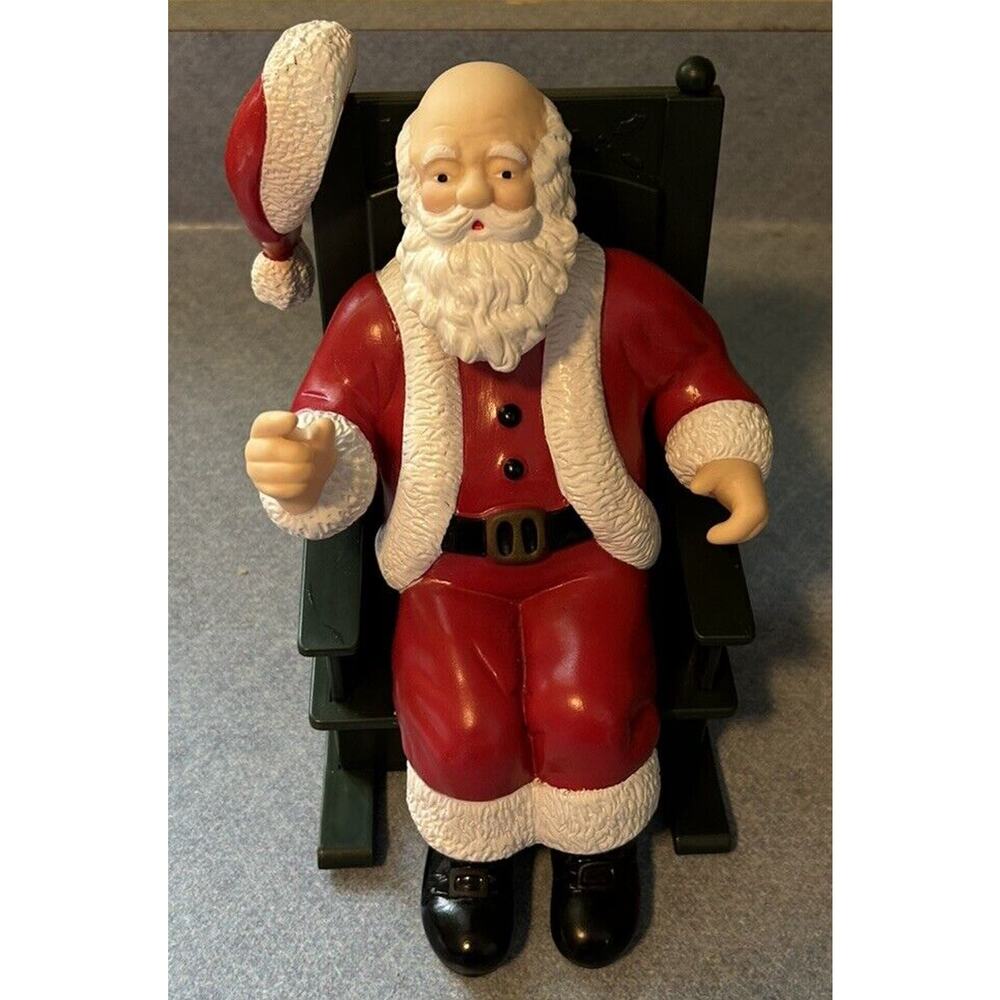 Santa In Rocking Chair Bobble Head Moves Collectible 8” Vintage Christmas READ